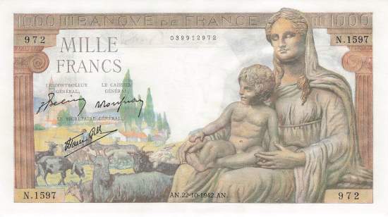 1000 Francs 1942
